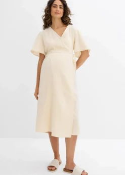 bonprix Bekleidung·Blazer|Umstandsmode^2-in-1 Umstands- und Stillkleid aus Baumwoll-Musselin kieselbeige