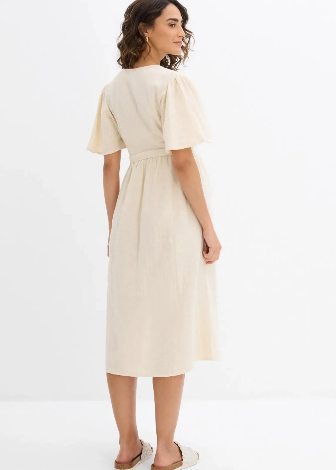 bonprix Bekleidung·Blazer|Umstandsmode^2-in-1 Umstands- und Stillkleid aus Baumwoll-Musselin kieselbeige