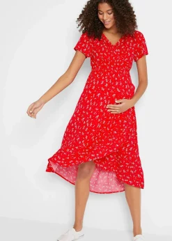 bonprix Bekleidung·Blazer|Umstandsmode^2-in-1 Umstands- und Stillkleid aus Viskose- Crepe erdbeere geblümt