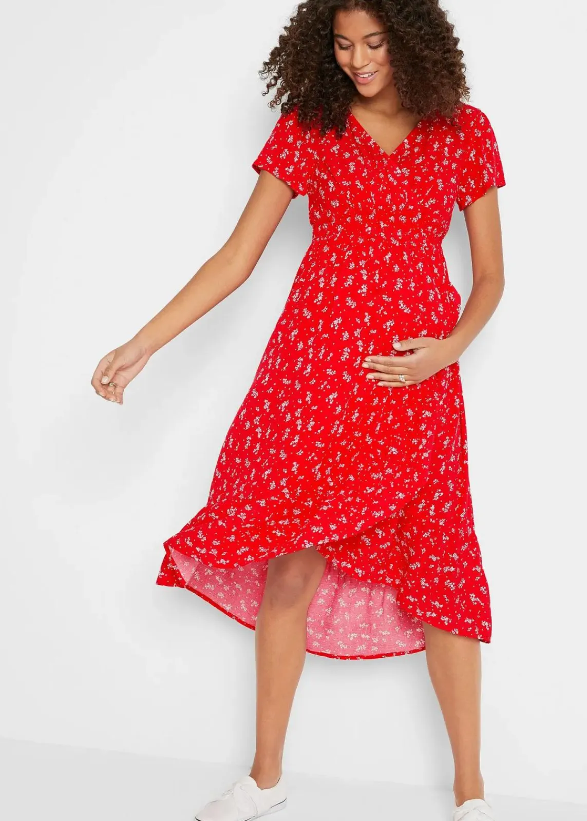 bonprix Bekleidung·Blazer|Umstandsmode^2-in-1 Umstands- und Stillkleid aus Viskose- Crepe erdbeere geblümt