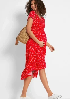 bonprix Bekleidung·Blazer|Umstandsmode^2-in-1 Umstands- und Stillkleid aus Viskose- Crepe erdbeere geblümt