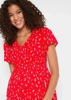 bonprix Bekleidung·Blazer|Umstandsmode^2-in-1 Umstands- und Stillkleid aus Viskose- Crepe erdbeere geblümt