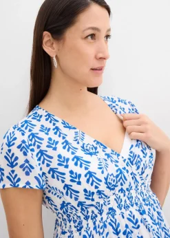 bonprix Bekleidung·Blazer|Umstandsmode^2-in-1 Umstands- und Stillkleid aus fließender Viskose weiß/arktikblau bedruckt