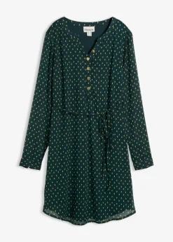 bonprix Bekleidung·Blazer|Umstandsmode^2-in-1 Umstands- und Stillkleid aus Chiffon tiefgrün/gold gepunktet