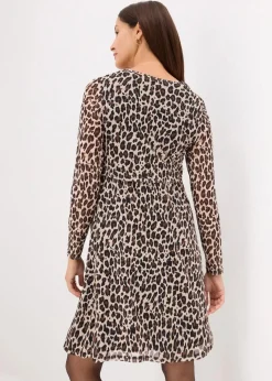 bonprix Bekleidung·Blazer|Umstandsmode^2-in-1 Umstands- und Stillkleid mit Leoprint dunkelbraun leo bedruckt