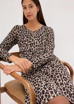 bonprix Bekleidung·Blazer|Umstandsmode^2-in-1 Umstands- und Stillkleid mit Leoprint dunkelbraun leo bedruckt