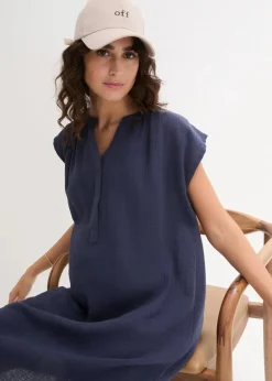 bonprix Bekleidung·Blazer|Umstandsmode^2-in-1 Umstands- und Stillkleid aus Baumwollmusselin dunkelblau