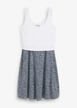 bonprix Nachhaltigere Materialien|Umstandsmode^2-in-1 Umstands- und Stillkleid aus Bio-Baumwolljersey wollweiß/dunkelblau geblümt