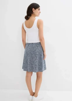 bonprix Nachhaltigere Materialien|Umstandsmode^2-in-1 Umstands- und Stillkleid aus Bio-Baumwolljersey wollweiß/dunkelblau geblümt