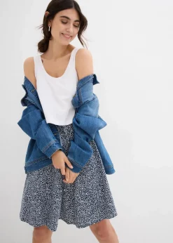 bonprix Nachhaltigere Materialien|Umstandsmode^2-in-1 Umstands- und Stillkleid aus Bio-Baumwolljersey wollweiß/dunkelblau geblümt