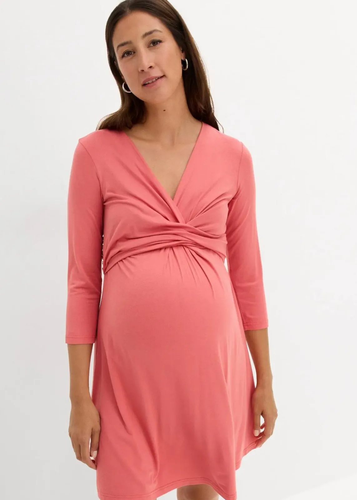 bonprix Bekleidung·Blazer|Umstandsmode^2-in-1 Umstands- und Stillkleid aus Viskose-Stretch rhabarber