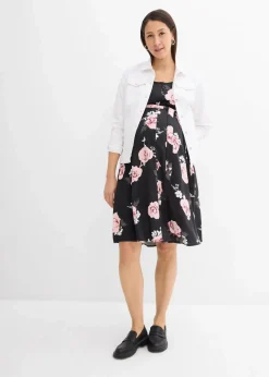 bonprix Umstandsmode^2-in-1 Umstands- und Stillkleid aus gewebter Viskose schwarz/altrosa geblümt