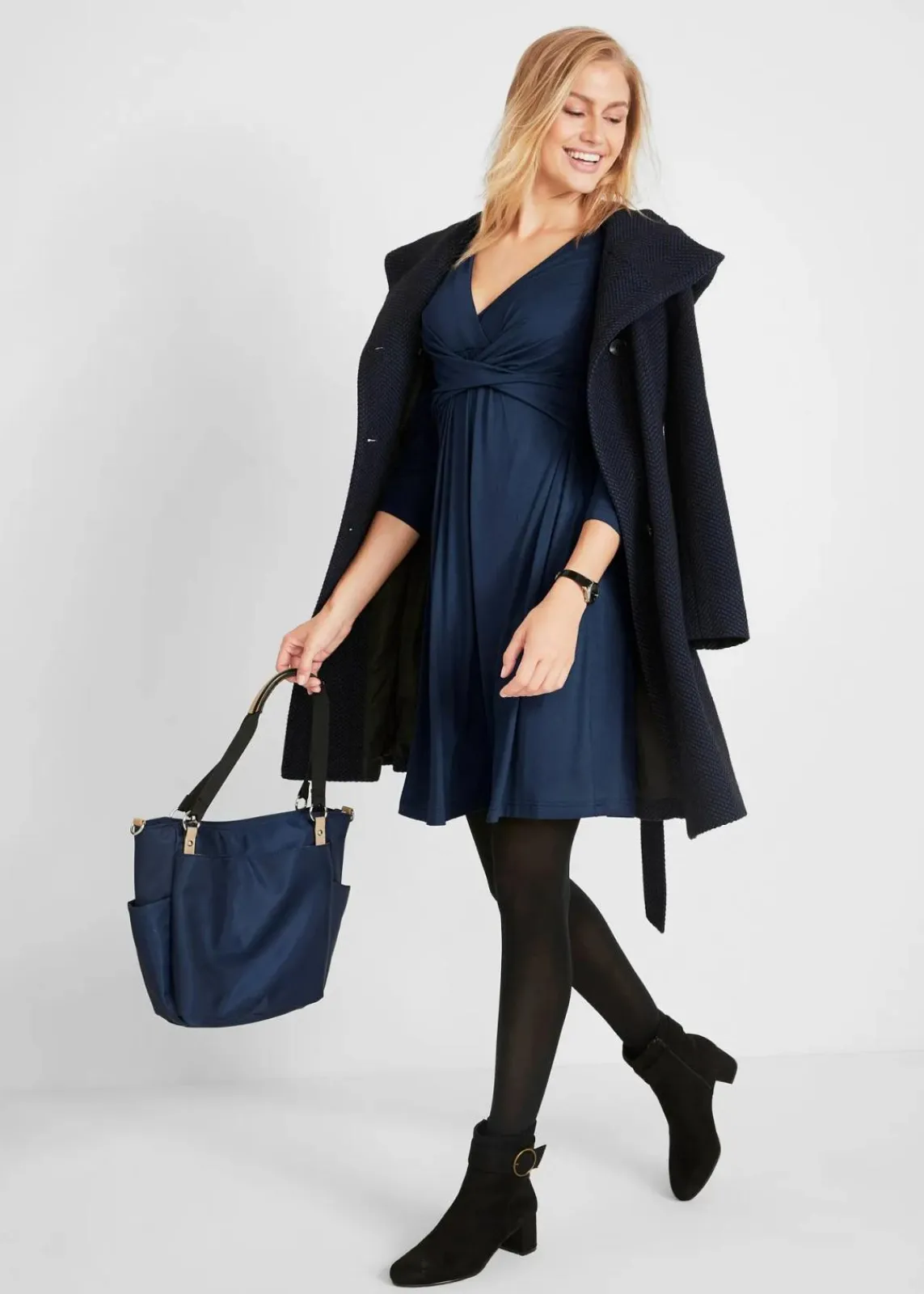 bonprix Nachhaltigere Materialien|Umstandsmode^2-in-1 Umstands- und Stillkleid aus Viskose-Stretch dunkelblau