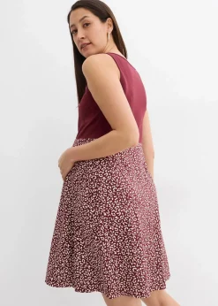 bonprix Bekleidung·Blazer|Umstandsmode^2-in-1 Umstands- und Stillkleid aus Bio-Baumwolle dunkelbeere/weiß geblümt