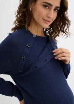 bonprix Bekleidung·Blazer|Umstandsmode^2-in-1 Umstands- und Stillpullover aus reiner Bio-Baumwolle dunkelblau