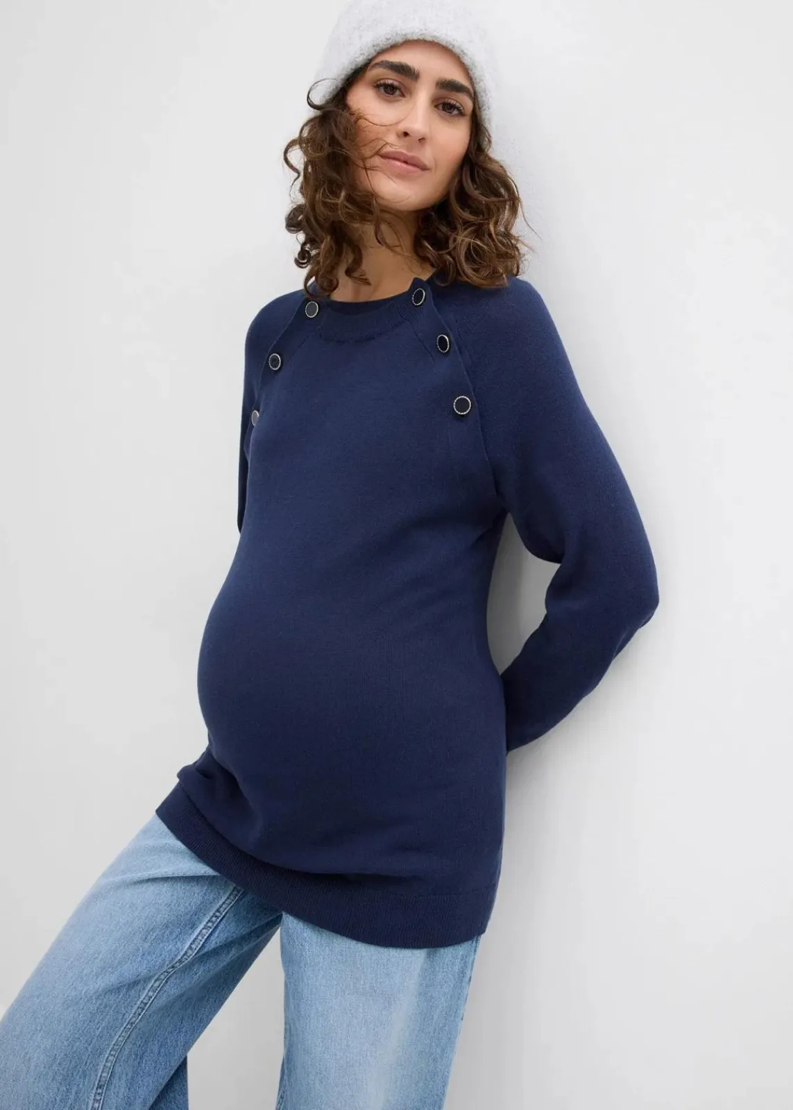 bonprix Bekleidung·Blazer|Umstandsmode^2-in-1 Umstands- und Stillpullover aus reiner Bio-Baumwolle dunkelblau