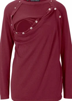 bonprix Bekleidung·Blazer|Umstandsmode^2-in-1 Umstands- und Stillpullover aus Feinstrick ahornrot