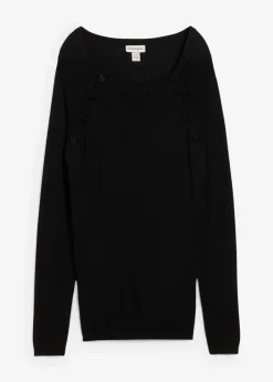 bonprix Umstandsmode|Bekleidung·Blazer^2-in-1 Umstands- und Stillpullover aus Feinstrick schwarz