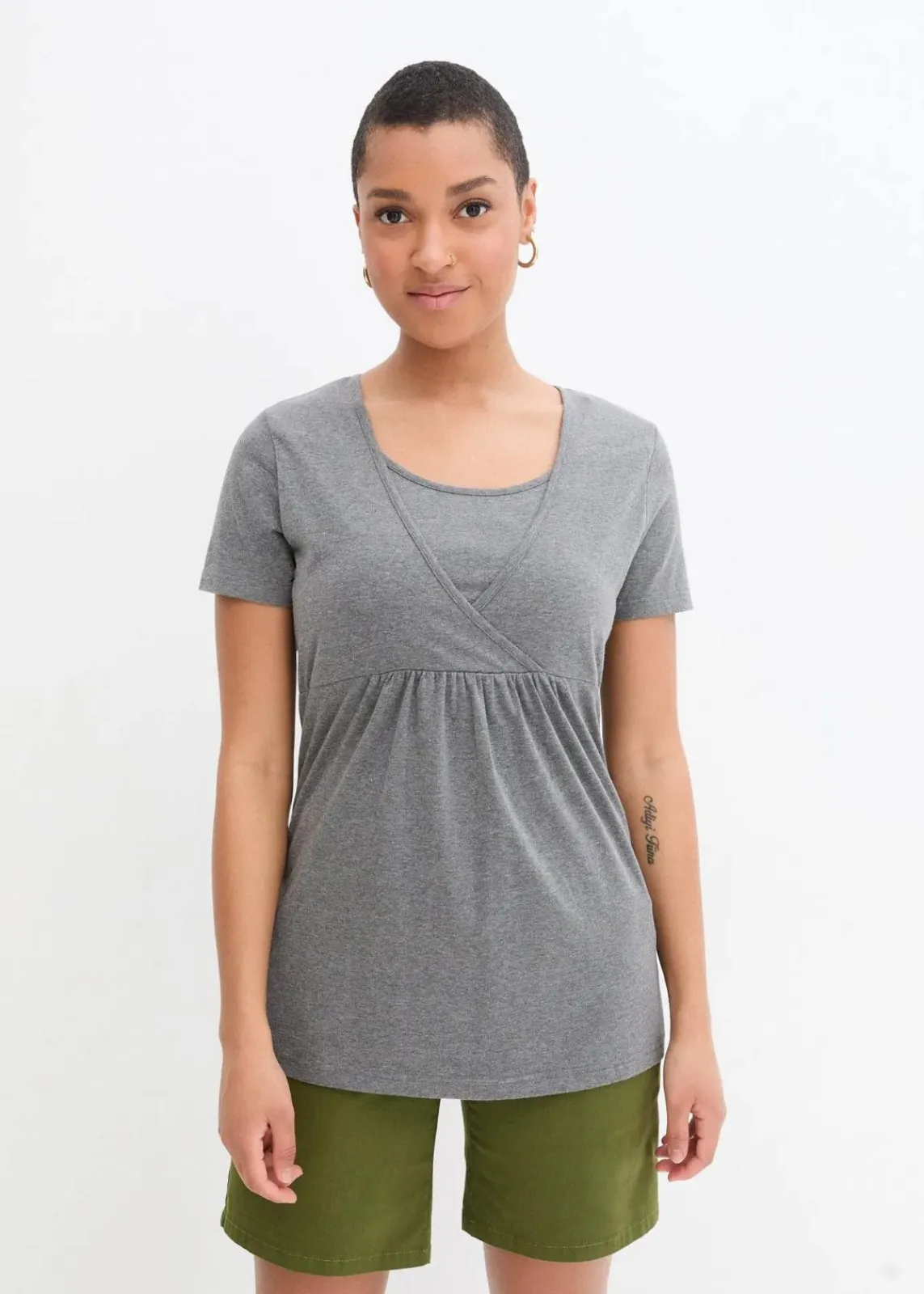 bonprix Umstandsmode|Nachhaltigere Materialien^2-in-1 Umstands- und Stillshirts (2er Pack) vintagerosa+grau meliert