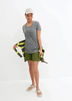 bonprix Umstandsmode|Nachhaltigere Materialien^2-in-1 Umstands- und Stillshirts (2er Pack) vintagerosa+grau meliert