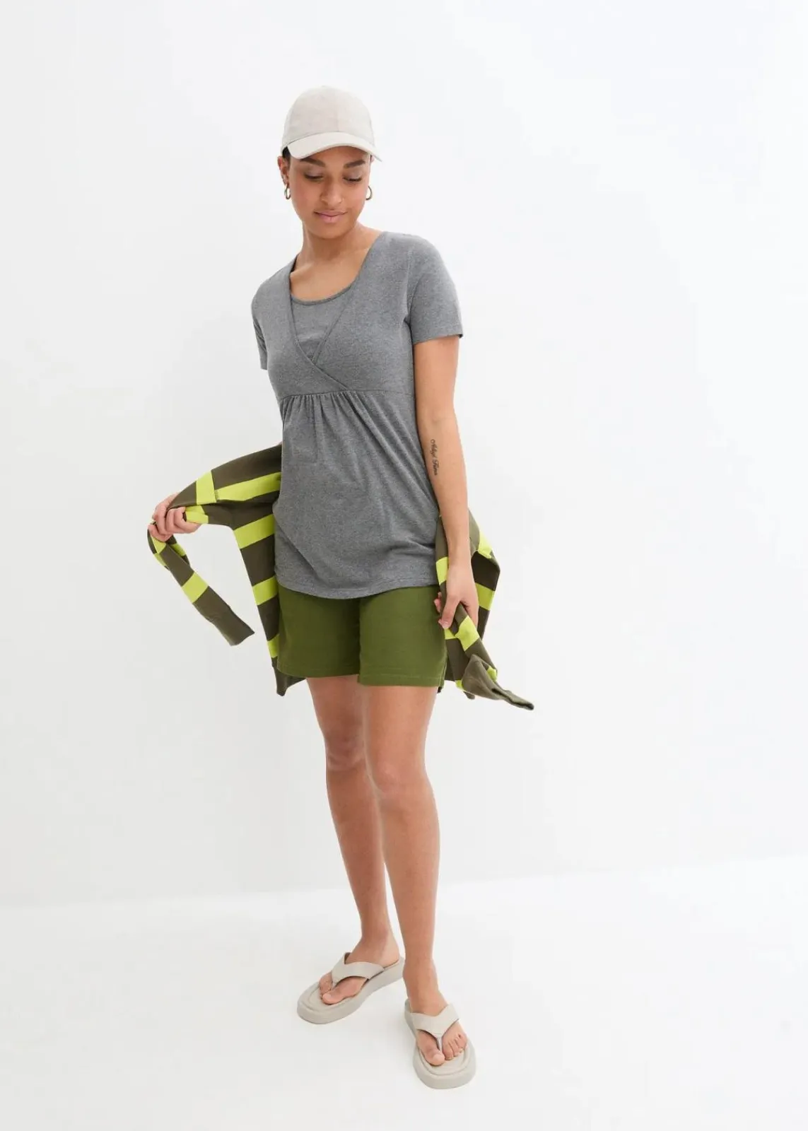 bonprix Umstandsmode|Nachhaltigere Materialien^2-in-1 Umstands- und Stillshirts (2er Pack) vintagerosa+grau meliert