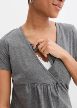 bonprix Umstandsmode|Nachhaltigere Materialien^2-in-1 Umstands- und Stillshirts (2er Pack) vintagerosa+grau meliert