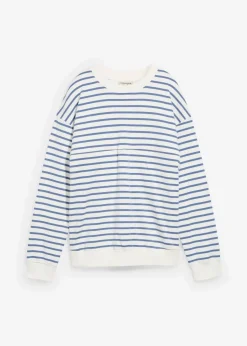 bonprix Bekleidung·Blazer|Umstandsmode^2-in-1 Umstands- und Stillshirt aus reiner Baumwolle wollweiß/jeansblau gestreift