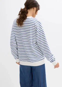 bonprix Bekleidung·Blazer|Umstandsmode^2-in-1 Umstands- und Stillshirt aus reiner Baumwolle wollweiß/jeansblau gestreift