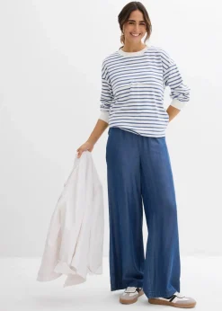 bonprix Bekleidung·Blazer|Umstandsmode^2-in-1 Umstands- und Stillshirt aus reiner Baumwolle wollweiß/jeansblau gestreift
