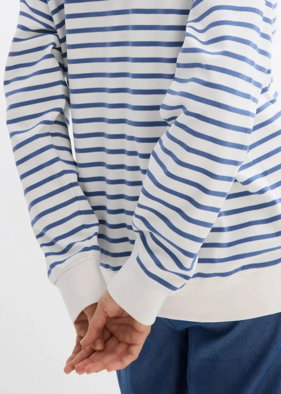 bonprix Bekleidung·Blazer|Umstandsmode^2-in-1 Umstands- und Stillshirt aus reiner Baumwolle wollweiß/jeansblau gestreift