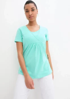 bonprix Umstandsmode|Nachhaltigere Materialien^2-in-1 Umstands- und Stillshirts (2er Pack​) dunkelblau+mentholblau