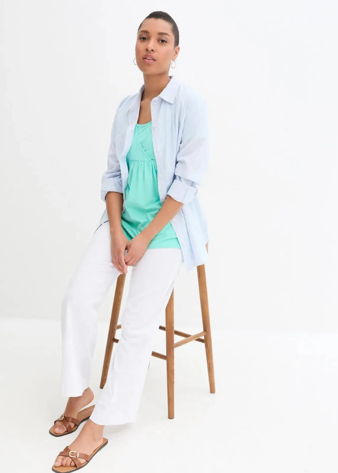 bonprix Umstandsmode|Nachhaltigere Materialien^2-in-1 Umstands- und Stillshirts (2er Pack) dunkelblau+mentholblau