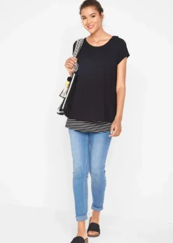 bonprix Bekleidung·Blazer|Umstandsmode^2-in-1 Umstands- und Stillshirt aus Viskose schwarz/weiß gestreift