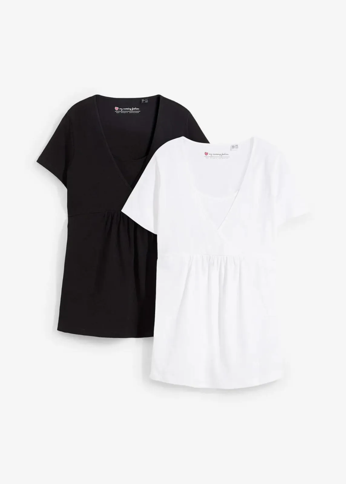 bonprix Umstandsmode|Nachhaltigere Materialien^2-in-1 Umstands- und Stillshirts (2er Pack) schwarz+weiß