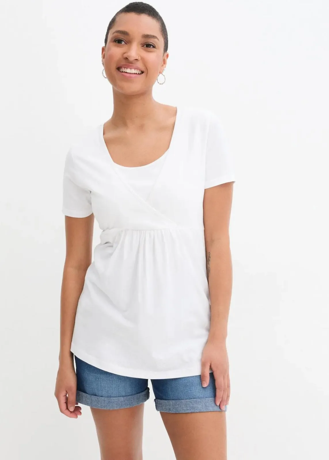 bonprix Umstandsmode|Nachhaltigere Materialien^2-in-1 Umstands- und Stillshirts (2er Pack) schwarz+weiß