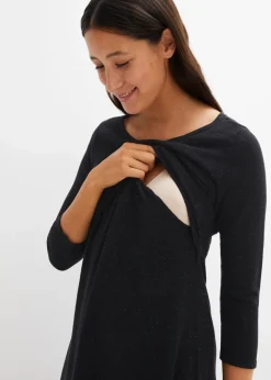 bonprix Bekleidung·Blazer|Umstandsmode^2-in-1 Umstands- und Stillstrickkleid mit Glanzgarn schwarz
