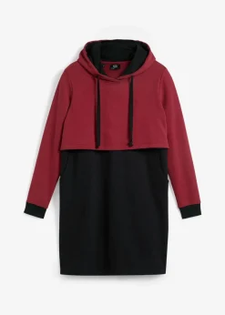 bonprix Bekleidung·Blazer|Umstandsmode^2-in-1 Umstands- und Still-Sweatkleid schwarz/rhododendronrot