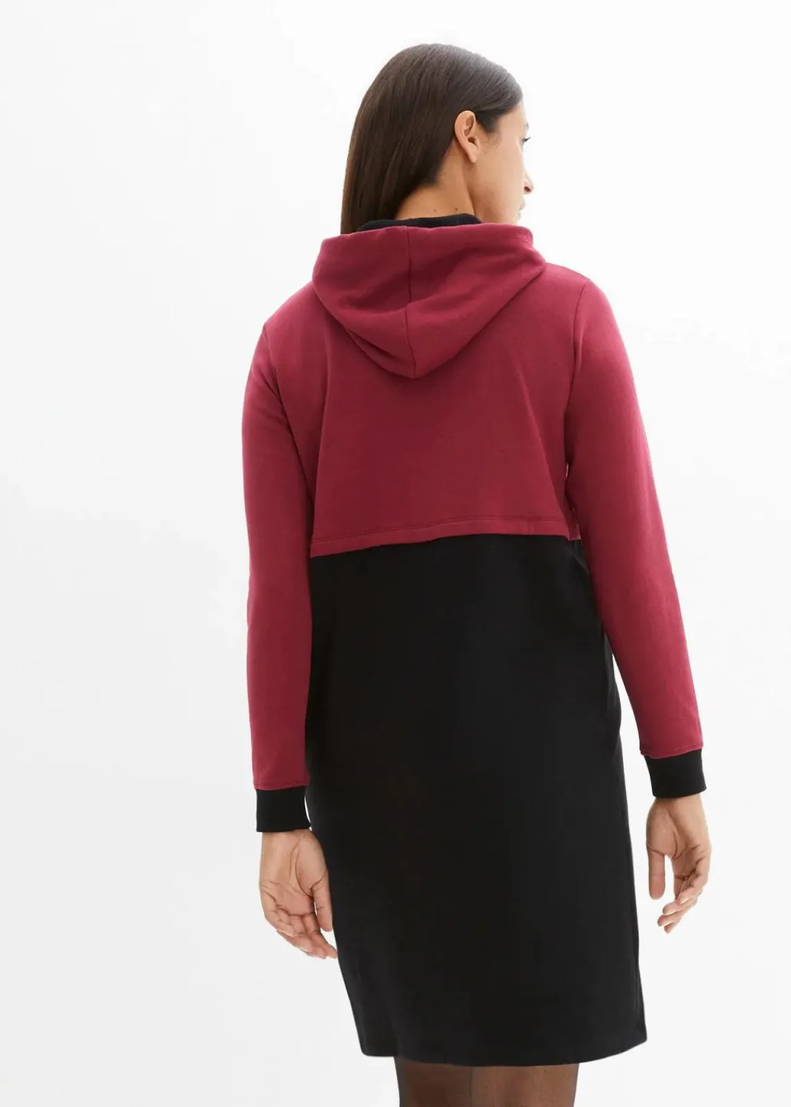 bonprix Bekleidung·Blazer|Umstandsmode^2-in-1 Umstands- und Still-Sweatkleid schwarz/rhododendronrot