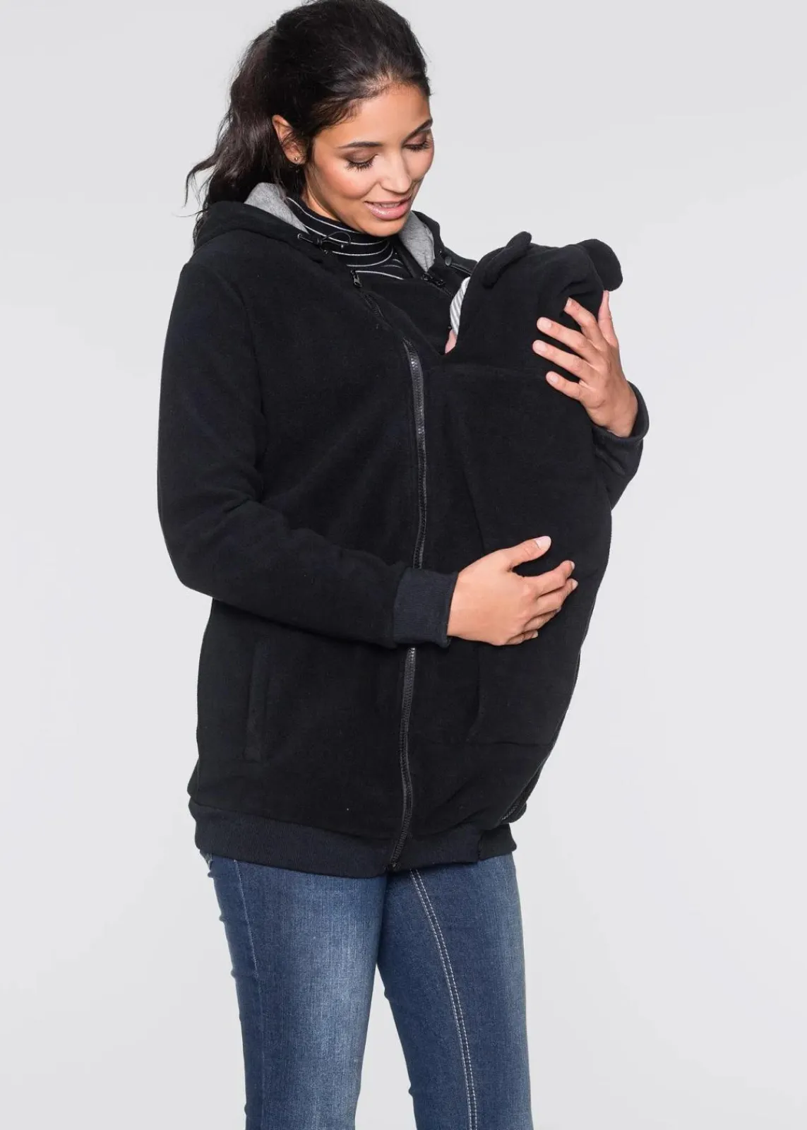 bonprix Bekleidung·Blazer|Umstandsmode^2-in-1 Umstands- und Tragejacke aus Fleece schwarz