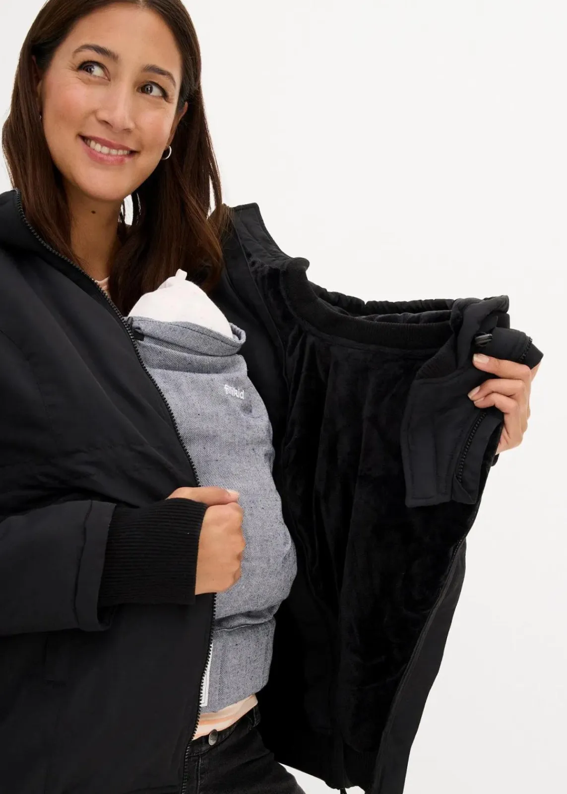 bonprix Bekleidung·Blazer|Umstandsmode^3-in-1 Umstands- und Tragejacke mit zwei Einsätzen schwarz