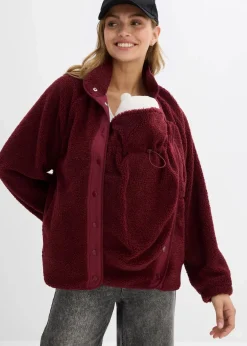 bonprix Bekleidung·Blazer|Umstandsmode^3-in-1 Umstands- und Tragejacke aus Teddyfleece dunkelbeere
