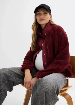 bonprix Bekleidung·Blazer|Umstandsmode^3-in-1 Umstands- und Tragejacke aus Teddyfleece dunkelbeere