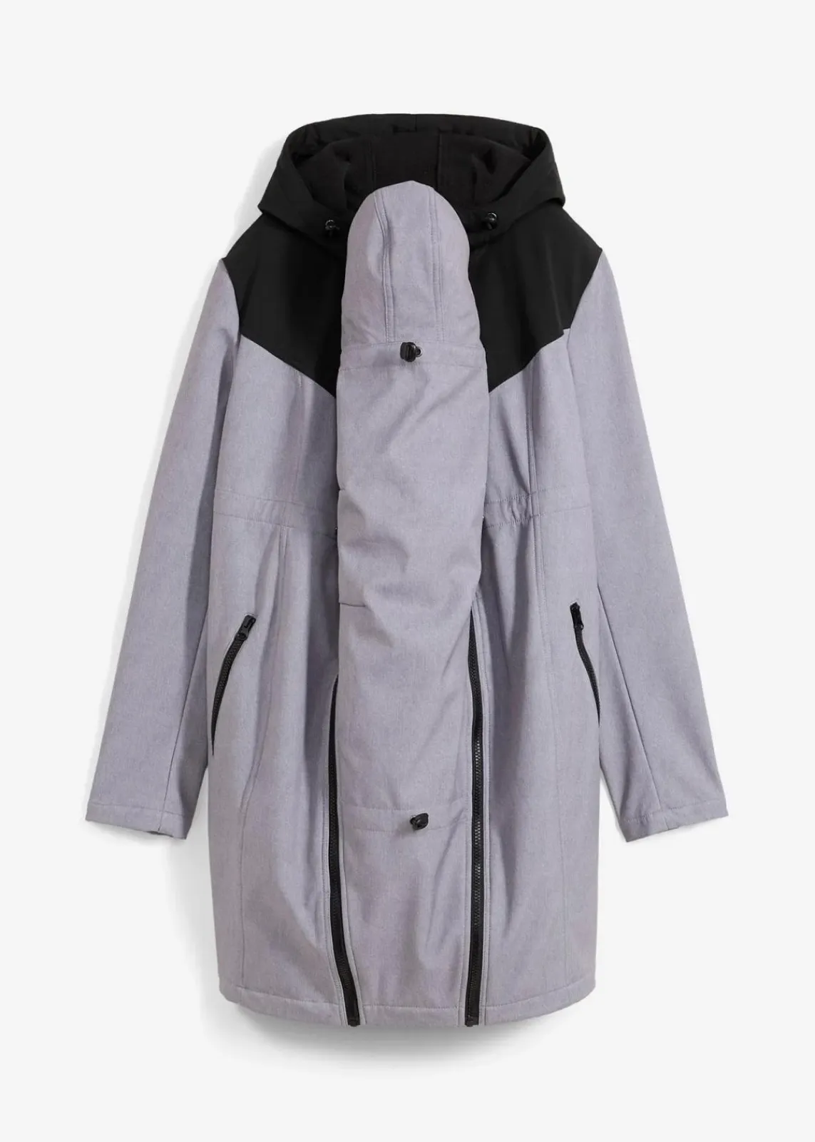 bonprix Bekleidung·Blazer|Umstandsmode^3-in-1 Umstands- und Tragemantel aus Softshell graumeliert/schwarz