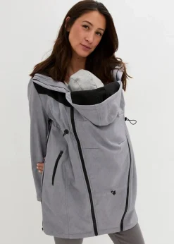 bonprix Bekleidung·Blazer|Umstandsmode^3-in-1 Umstands- und Tragemantel aus Softshell graumeliert/schwarz