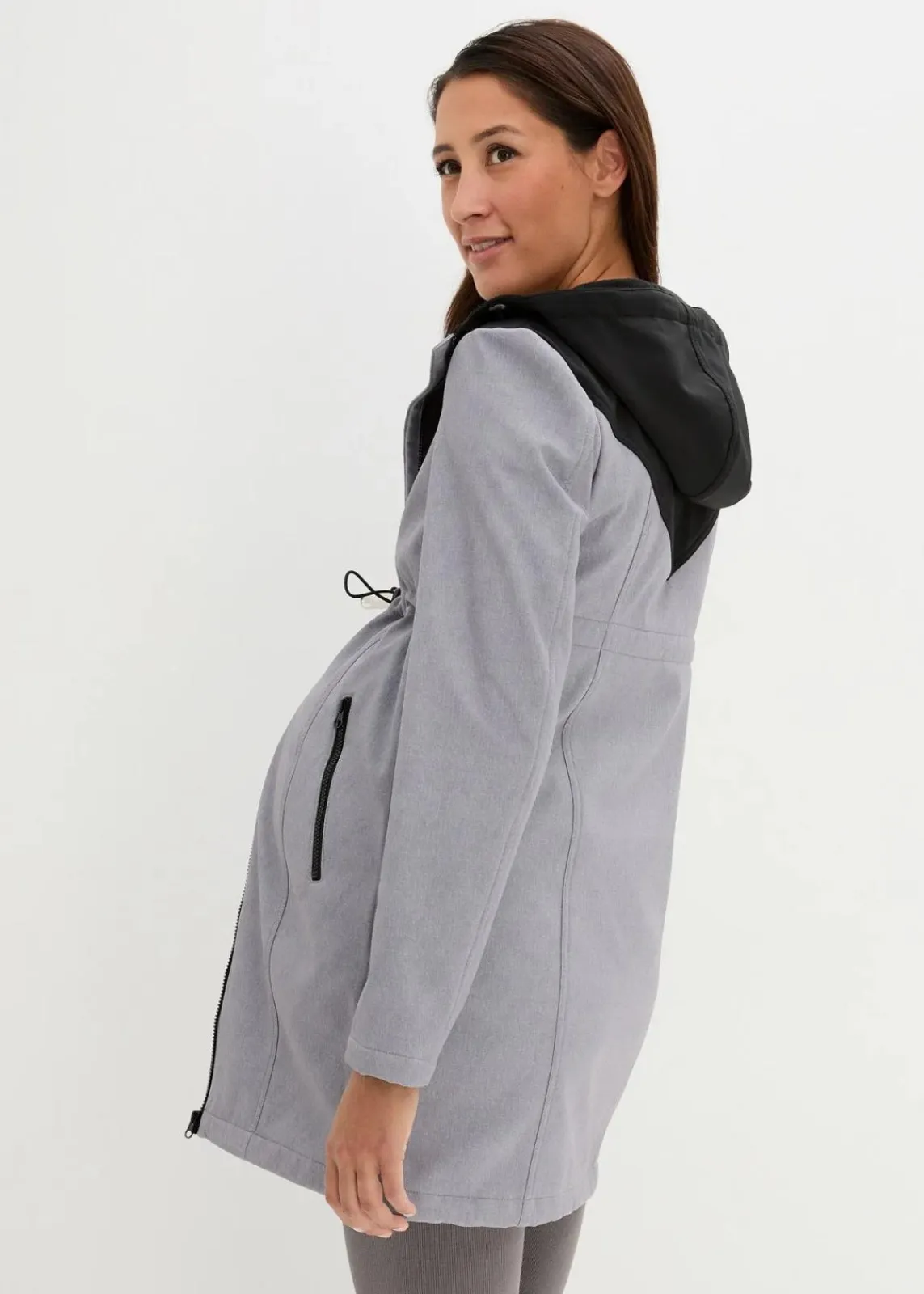 bonprix Bekleidung·Blazer|Umstandsmode^3-in-1 Umstands- und Tragemantel aus Softshell graumeliert/schwarz