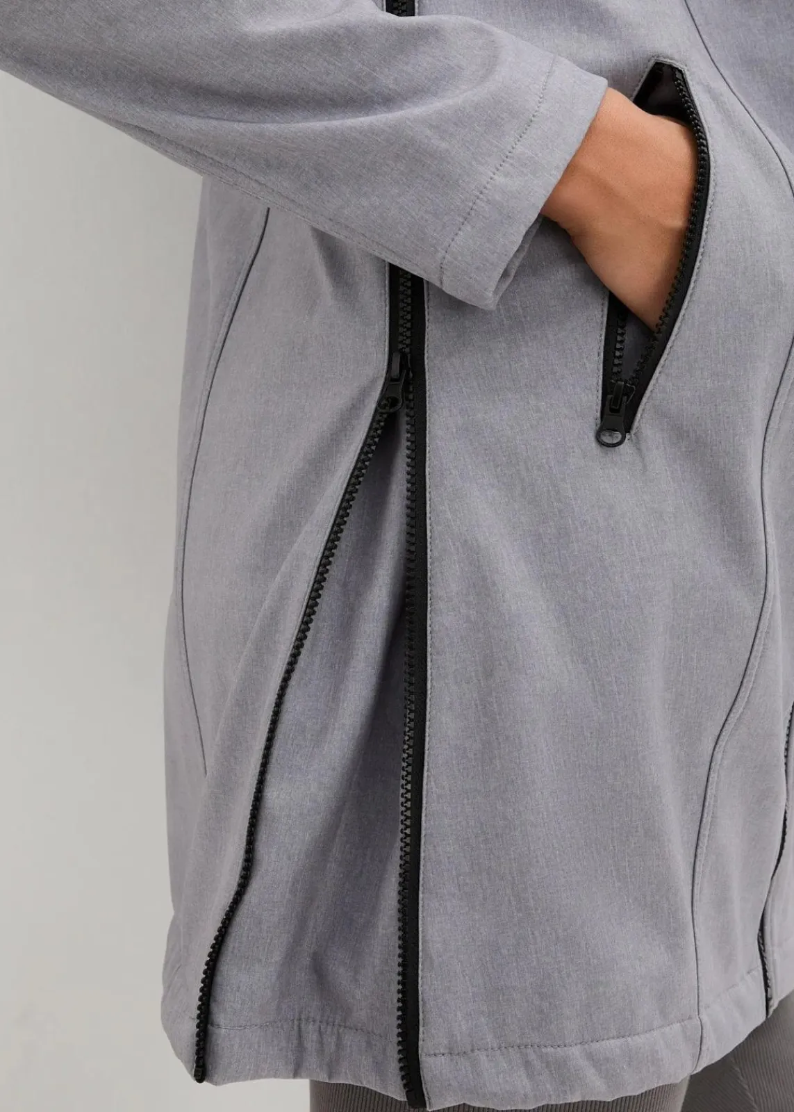 bonprix Bekleidung·Blazer|Umstandsmode^3-in-1 Umstands- und Tragemantel aus Softshell graumeliert/schwarz