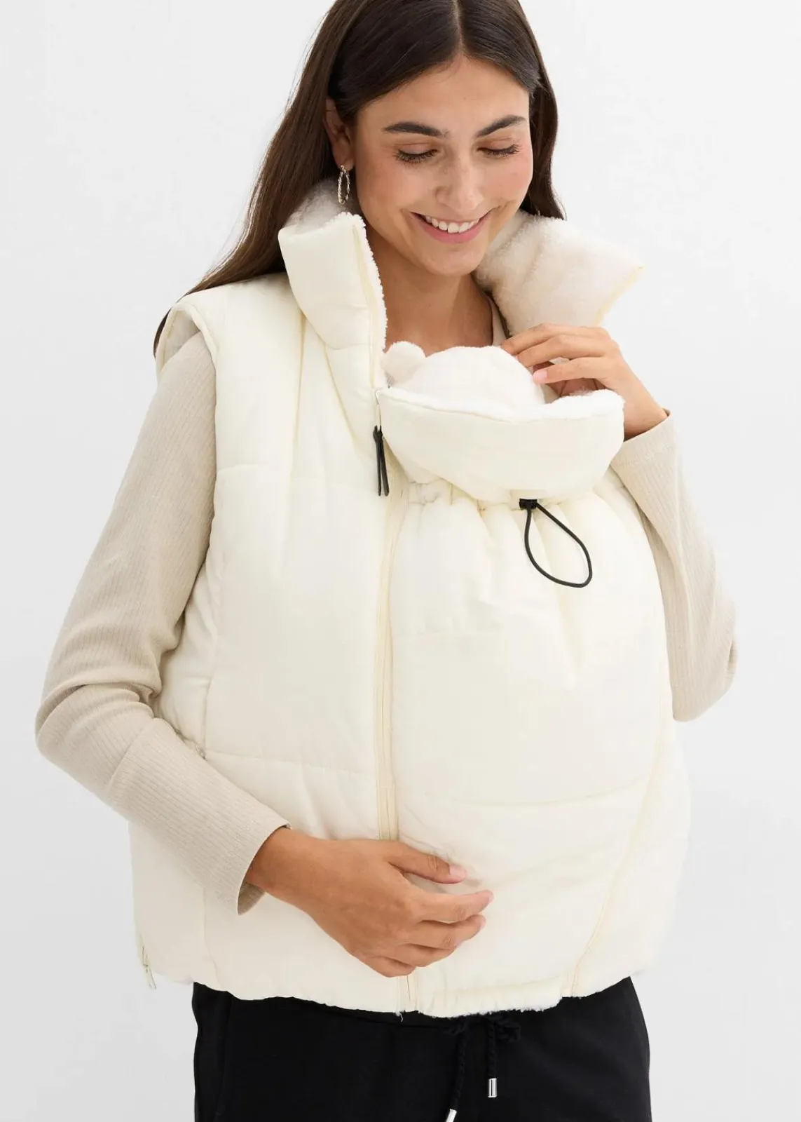 bonprix Bekleidung·Blazer|Umstandsmode^4-in-1 Umstands- und Trageweste zum Wenden beige/wollweiß