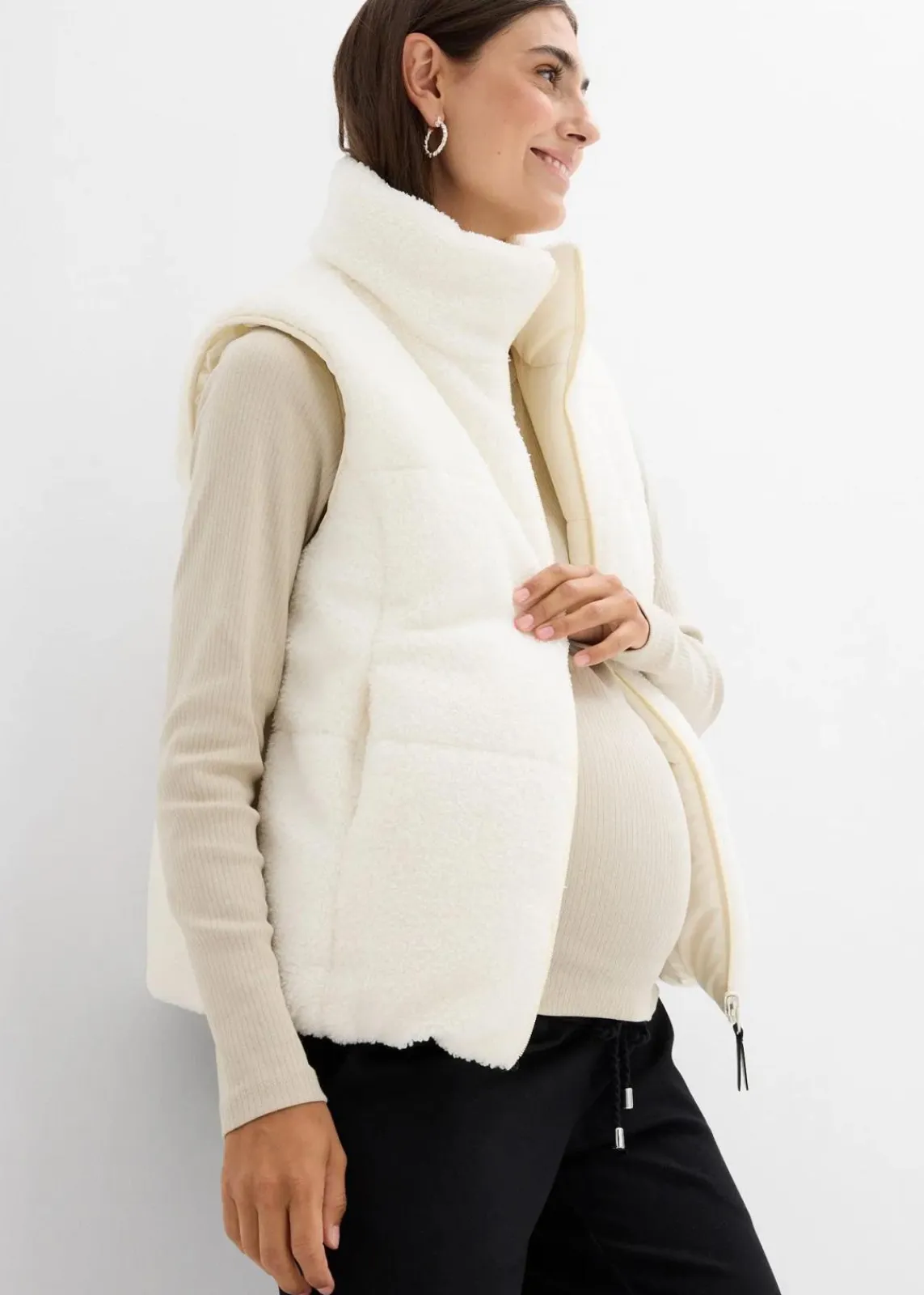 bonprix Bekleidung·Blazer|Umstandsmode^4-in-1 Umstands- und Trageweste zum Wenden beige/wollweiß