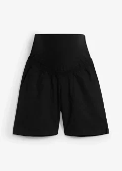 bonprix Bekleidung·Blazer|Umstandsmode^2-in-1 Umstandsbermuda mit Bauchband zum Umklappen aus Leinen-Mix schwarz