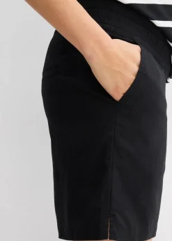 bonprix Bekleidung·Blazer|Umstandsmode^2-in-1 Umstandsbermuda mit Bauchband zum Umklappen aus Leinen-Mix schwarz